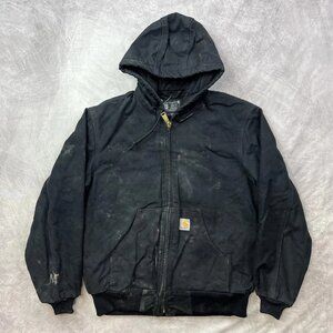 Black Carhartt Hooded Jacket Size Small Quilt Lined
